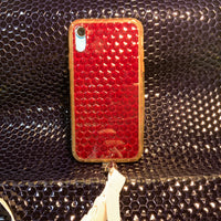 Dark Red Embossed Studded Pyramid iPhone Silicone Case with Lanyard