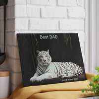 Dad's Day Gift Personalized White Tiger Glass Cutting Board