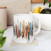 Feathers All Around White Ceramic Mug 11oz