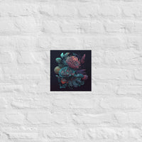 Baroque Neon Flowers Poster called "Subdued"