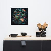 Baroque Neon Flowers  Poster named "Mellow"