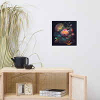 Baroque Neon Flowers Poster called "Fire"