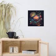 Baroque Neon Flowers Poster called "Fire"