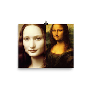 Mona Lisa Young & Mona Lisa Painting Reproduced Poster