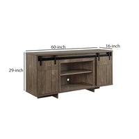 TV Stand with 4 Compartments and 2 Barn Sliding Doors, Gray