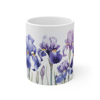 Irises All Around Ceramic White Mug 11oz