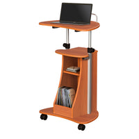 Techni Mobili Sit-to-Stand Rolling Adjustable Laptop Cart,  Storage, Woodgrain