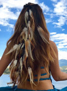 Flowing Feathers in Brown Hairpiece for Ponytails
