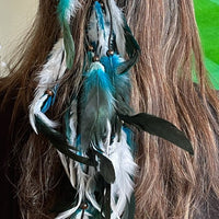Flowing Feathers in Turquoise Hairpiece for Ponytails
