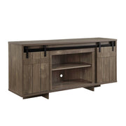 TV Stand with 4 Compartments and 2 Barn Sliding Doors, Gray