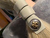 Fleur-de-lis Concho on Black Leather Hair Wrap Tie, or in Brown Grey Leather