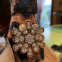 Crystal Flower on Leopard Hair Wrap Tie, by Hair Tie Rebel