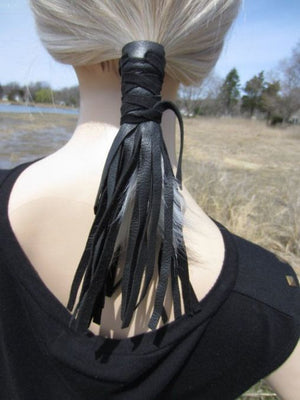 Fringe Leather Hair Wrap, 6 inches Long