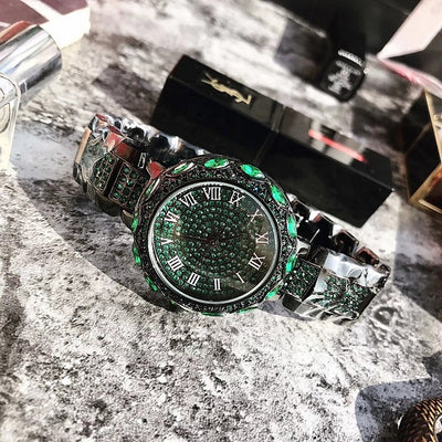 Green Crystals Dial and Band Ladie's Watch