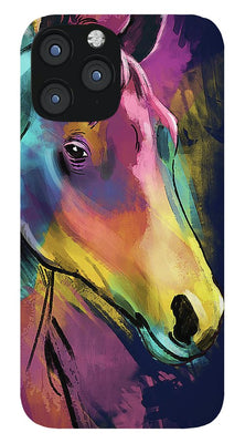 Horse in Abstract Colors Slim iPhone Case with Lanyard