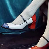 Modrian Square Heel Handmade Pumps