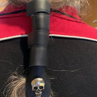 Skull Concho on Black Leather Hair Wrap Tie, by Hair Tie Rebel