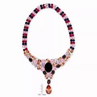 Multi-colored Cubic Zirconia Heavy Necklace set in Sterling Silver