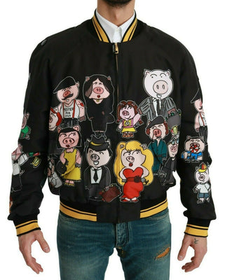 Black YEAR OF THE PIG Bomber Jacket