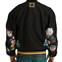 Black YEAR OF THE PIG Bomber Jacket