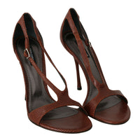 Brown Leather Sandals Pumps Lizard Iguana Shoes