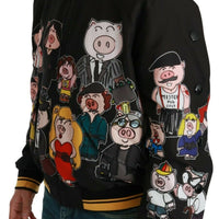 Black YEAR OF THE PIG Bomber Jacket