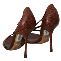 Brown Leather Sandals Pumps Lizard Iguana Shoes