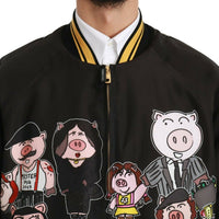 Black YEAR OF THE PIG Bomber Jacket