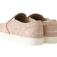 Pink Leather Lace Slip On Loafers