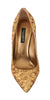 Gold Sequined Leather Pumps Shoes