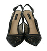 Black Floral Cutout Slingbacks Pumps Shoes
