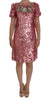 Pink Sequined Crystal Shift Runway Dress