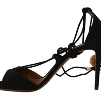 Black Suede Tassel Strap Stilettos  Shoes