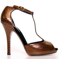 Bronze Leather Platform Pumps Shoes