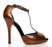 Bronze Leather Platform Pumps Shoes