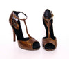 Bronze Leather Platform Pumps Shoes