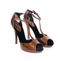 Bronze Leather Platform Pumps Shoes