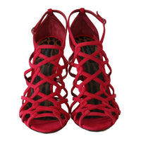 Shoes Stilettos Red Suede Strap Sandals