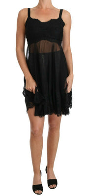 Black Silk Lace Dress Chemise Lingerie