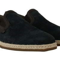 Blue Leather Suede Casual Loafers Shoes