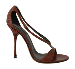 Brown Leather Sandals Pumps Lizard Iguana Shoes