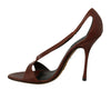 Brown Leather Sandals Pumps Lizard Iguana Shoes