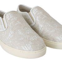 White Leather Lace Slip On Loafers Shoes