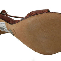 Brown Leather Sandals Pumps Lizard Iguana Shoes