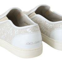 White Leather Lace Slip On Loafers Shoes