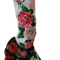 Black Floral Crystal Sock Boots Shoes