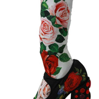 Black Floral Crystal Sock Boots Shoes