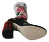Black Floral Crystal Sock Boots Shoes