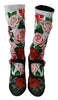 Black Floral Crystal Sock Boots Shoes