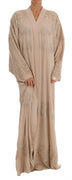 Beige Silk Ricamo Kaftan Abaya Cape